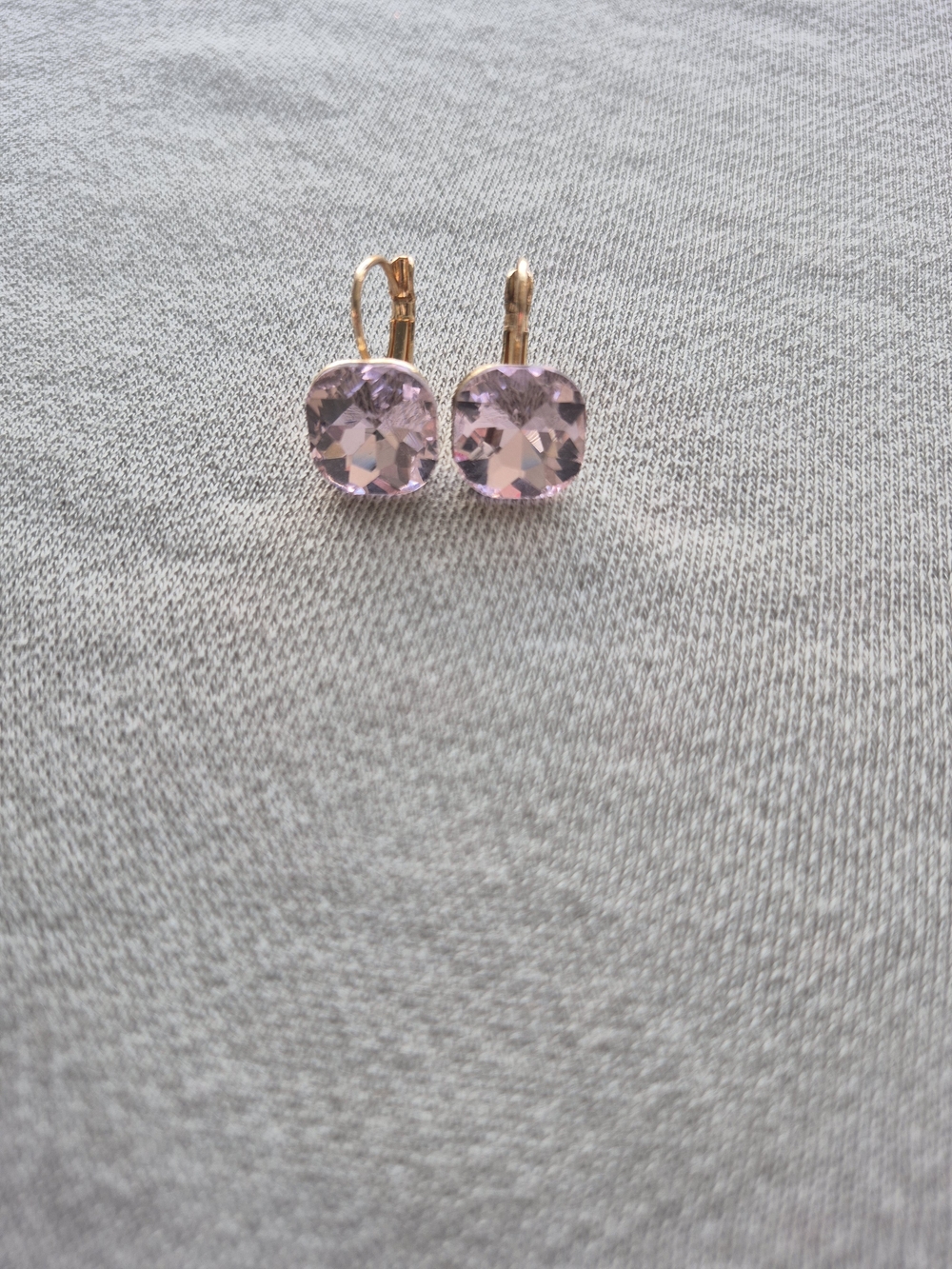 Pink Crystal Drop Earrings - Unbranded